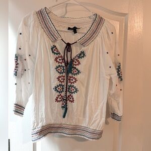 Boho Embroidered Blouse Sz L